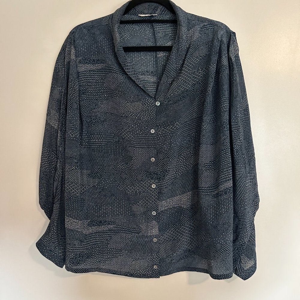 POETRY- silk vintage blouse japanese style print SZ. 14